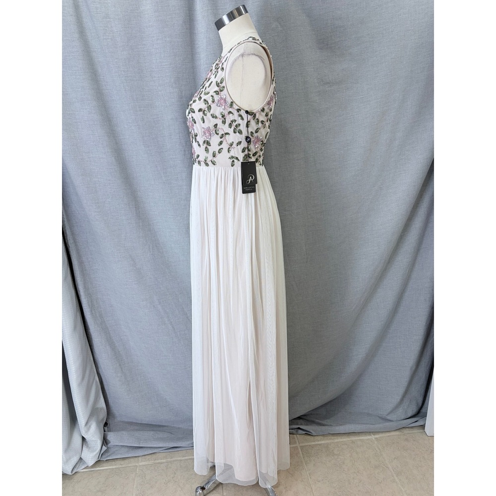 NWT Adrianna Papell Ivory Floral Beaded Sequin Maxi Dress Size 6 Garden Party - Picture 7 of 16